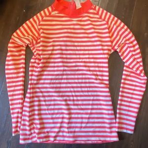 Limericki coral and white striped rash guard